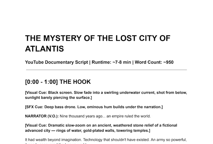 write engaging youtube scripts for history and mystery